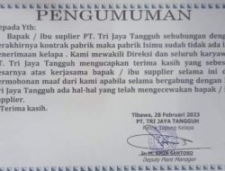 Sekitar 300 Karyawan Tri Jaya Tangguh di Gorontalo terancam di PHK ?