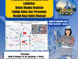 Rekayasa Lalu Lintas Diterapkan Jelang Peresmian Masjid Raya Baitul Khairaat
